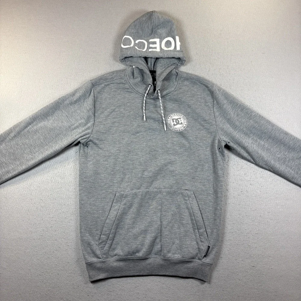DC Shoes Hoodie Small Gray Heather Fleece‎ Inside Logo Sweatshirt